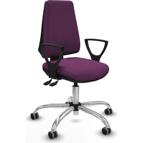 Elche AS similpiel morado brazos fijos base cromada ruedas engomadas 65mm (1/5)