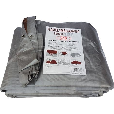Bâche brun argenté 6x12 m très épaisse (210 g/m2)