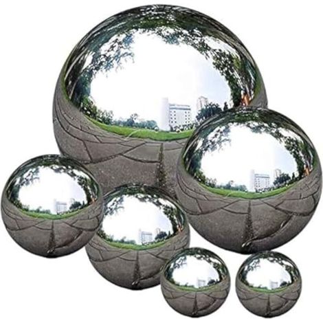 Set mit 6 hochglanzpolierten Edelstahl-Beobachtungskugeln, 50 bis 150 mm, schwimmende, reflektierende Kugeln zur Gartendekoration