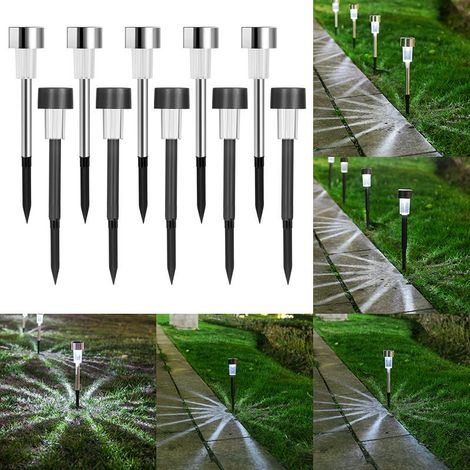 AGE Lampe Solaire Extérieure Jardin, Pack de 10 Lampes de Jardin LED sans Fil Décoration Solaire Éclairage Solaire pour Allées de Pelouse Étanche IP65 Lumière M Blanc Froid [Class (1/5)