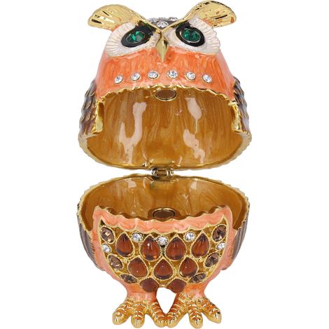 Cette adorable boîte à bijoux en forme de hibou, en métal brun, est idéale pour décorer les coiffeuses, les étagères, les armoires et les bureaux. (1/5)