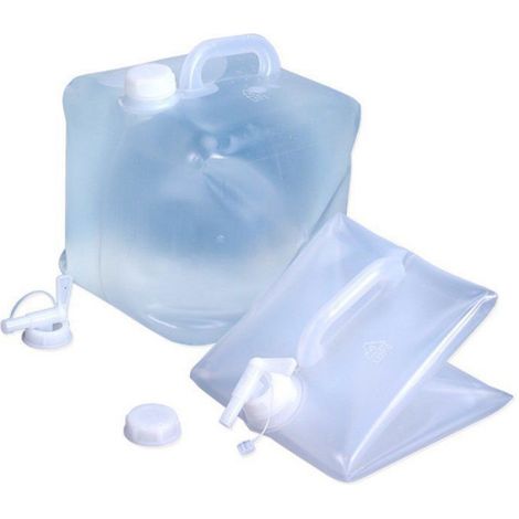 Waterjerrycan - opvouwbaar - 4-delige set - vierkant met kraan, handgreep - camping - Qualité Premium (1/3)