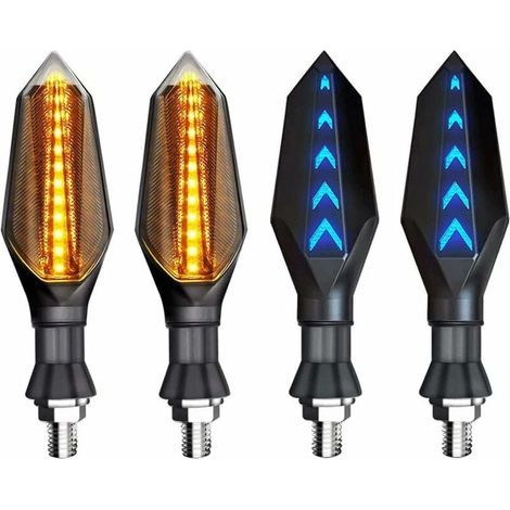 4 Pièces 12 V Universel Indicateur de Clignotant de Moto Clignotant Ambre Lumière Double Couleur 17 LED Bleu Ambre Lampe