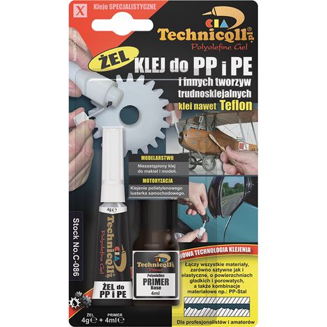 Gel adhesivo Technicqll para PP, PE con imprimación 4G+4ML C-086