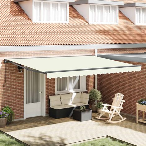 Cadre d'auvent-Support d'auvent Crème 450x300 cm Polyester avec revêtement PU (1/5)