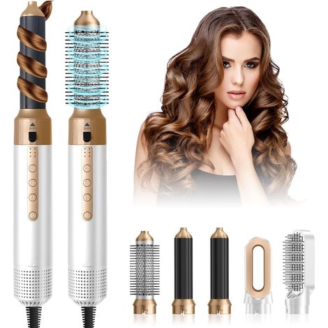 Air Styler Set 1350W, Brosse Soufflante 5 en 1, Sèche Cheveux  Haute Vitesse 110,000 RPM, Fer à Boucler à Air de 32mm, Hair Styler avec volumateur, Pour Lisser, Boucler les Cheveux, Sécher (1/5)