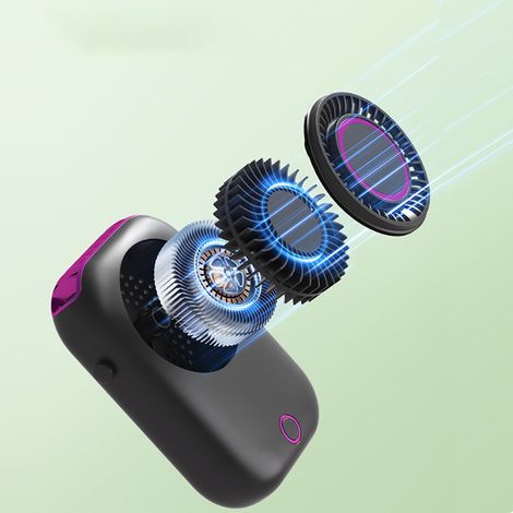 mini ventilateur portable,8000 mAh grande batterie,Port au cou et taille,Moteur silencieux,5e vitesse,Sortir et travailler,gris (1/3)