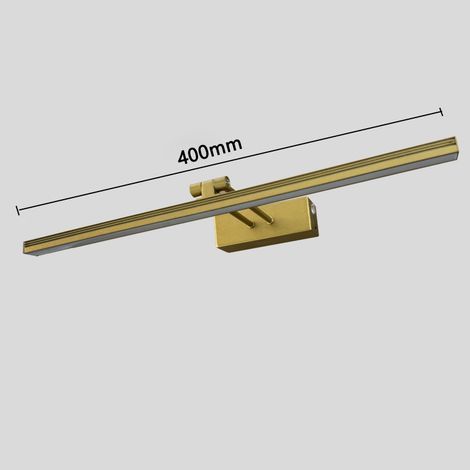 Applique murale LED pour miroir de salle de bain 40 cm, 5 W, 565 lumens, étanche, rotative à 180°, télécommande, couleur or (1/3)