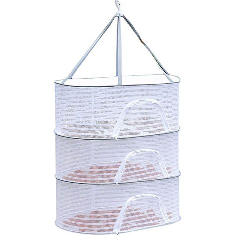3 filet pliable pour séchage en couches, filet de séchage suspendu séchoir avec fermeture éclair pour fruits, convient pour accrocher des fleurs séchées, du poisson, des herbes
