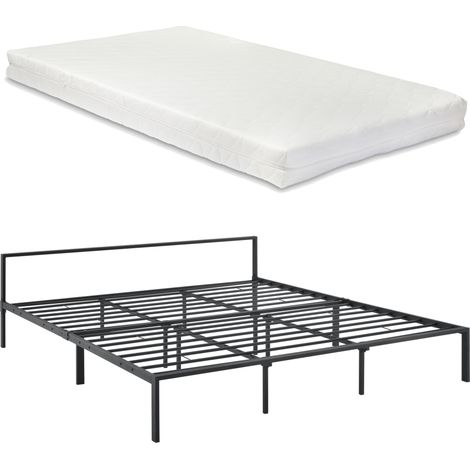 Metallbett Imatra 180x200 cm mit Kaltschaummatratze Schwarz en.casa