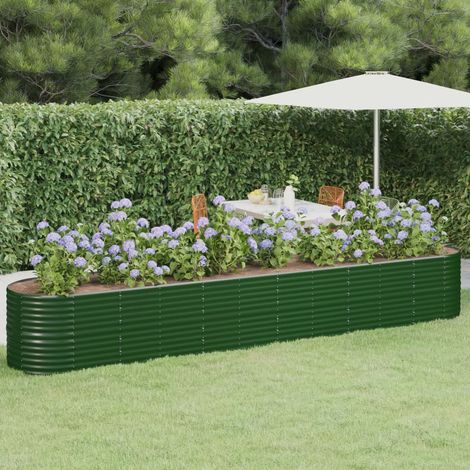 Jardinière - Balconnière à fleurs Acier enduit de poudre 440x80x68 cm Vert BV796067 - BonneVie (1/5)