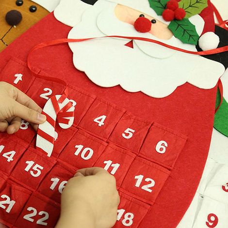 Calendrier de Noël suspendu en tissu, décoration Père Noël et bonhomme de neige, ornement mural, 1 pièce (sachet), modèle A012, taille unique (1/5)