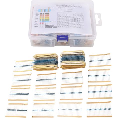 2600pcs Résistance à Film Métallique, 130 Valeurs 0.25W 1Ω‑10MΩ, Lot Assortiment pour Projets Électroniques DIY (1/5)