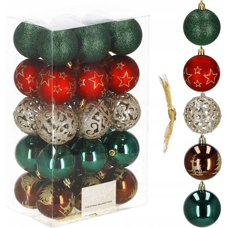 PALLINE DI NATALE infrangibili 30 pezzi SET 6 cm PER ALBERO grande PREMIUM