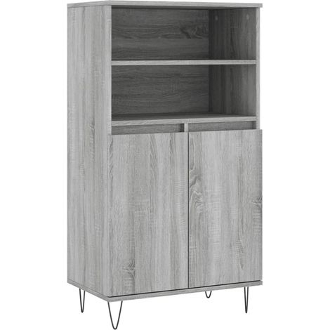 Aparador cómoda cómoda armario mueble organizador cocina salón salón alto Sonoma 60 x 36 x 110 cm madera contrachapada gris 020035382