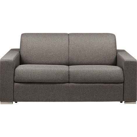 Canapé 2 places convertible express en tissu anthracite - Couchage lattes larges 120 cm - Matelas 16 cm avec mousse à mémoire de forme CALITO