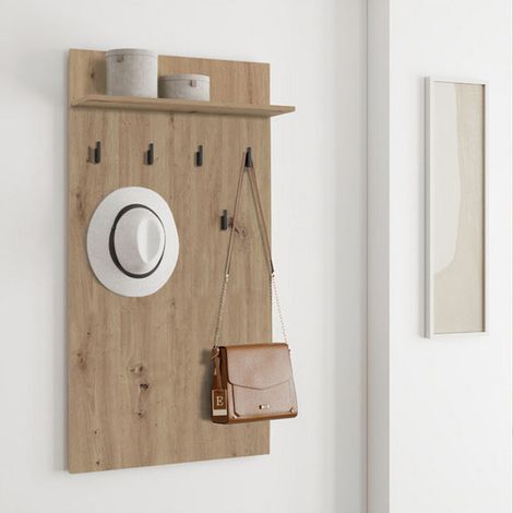 Appendiabiti Gonars, set Fissaggio a Muro Incluso, 6 Ganci, Installazione a Muro, 115h cm Marrone Rovere Nodi
