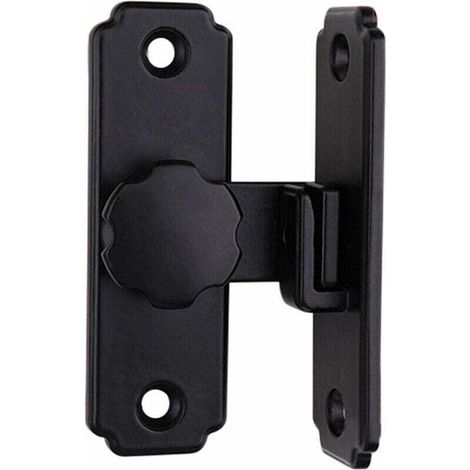 Barn door latch, 90-degree locking loop, sliding locking latch, suitable for barn cage doors and windows (black, size - 81.5 x 45 mm) (1/4)