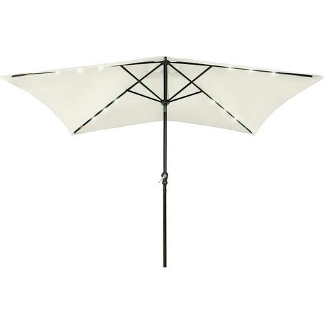 Parasol avec LED - Parasol de Jardin Parasol droit et mât en acier Sable 2x3 m BV750865 - BonneVie (1/5)