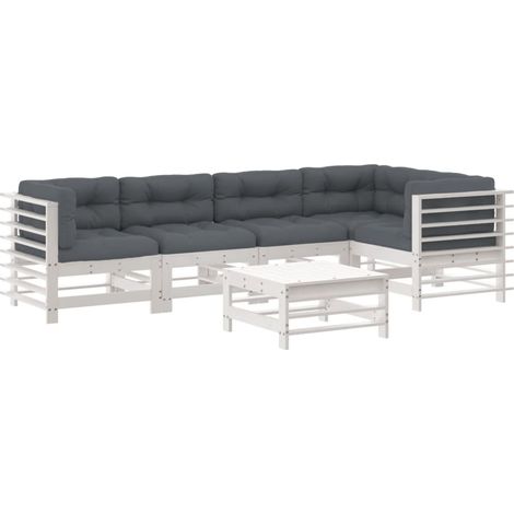 Maison Exclusive - Set Divani da Giardino 6pz con Cuscini in Legno Massello Bianco