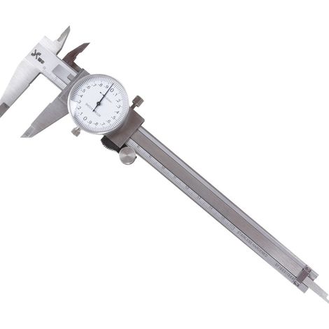 argenté Pied à Coulisse à Cadran 200mm 8 en Acier Inoxydable Tête Précision Antichoc et Verrouillable Micromètre à Jauge 4 Voies 401231