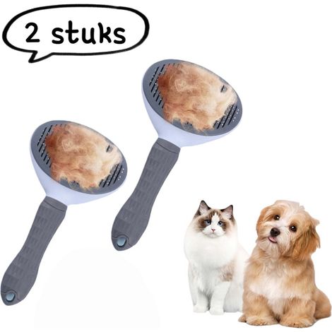Brosse autonettoyante pour animaux peigne pour chats et chiens élimination des poils morts brosse pour toilettage et entretien du pelage couleur grise (1/5)
