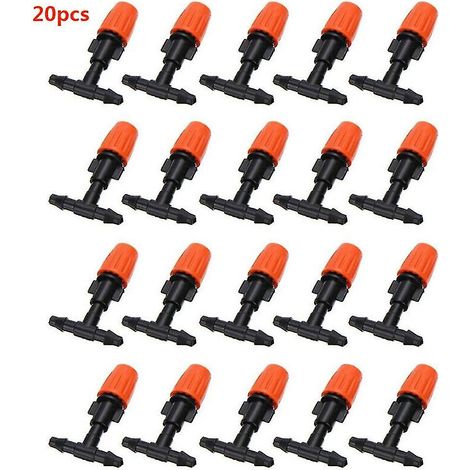 Système d'arrosage automatique pour plantes de jardin et pelouse, kit de micro-asperseurs goutte à goutte avec buses réglables (20 pièces) (1/5)