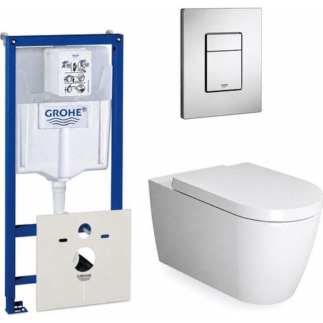 Duravit ME by Starck Pack WC avec réservoir encastrable, cuvette murale compact à fond creux avec abattant frein de chute et plaque de commande