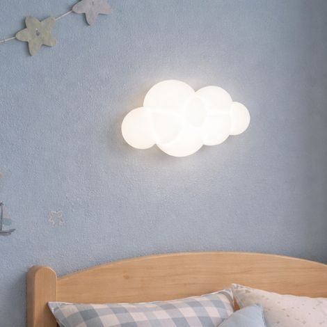 Applique LED Enfant Nuage 3D en Polycarbonate Blanc, 7W, CCT 24 x 16cm