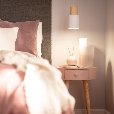 Lampada a Sospensione in Alluminio e Legno Kidonge Bianco (1/5)