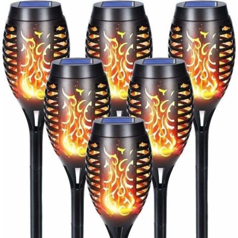 Lampe Solaire Exterieur - 6 Pices 12 LED Lampe Solaire avec Flammes Ralistes, Impermable Lampe Torche Solaire pour Dcor Jardin, Patio, Chemins, Pelouse (1/4)