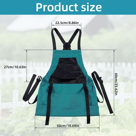 Tablier de jardinage, tablier de cueillette avec système de fermeture rapide, tablier imperméable pour hommes et femmes, ceinture de jardinage avec sangles réglables, outils de jardinage pour la cueil (1/4)