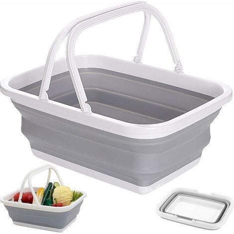 Panier À Linge Pliable Panier de Courses Rectangulaire Pliable Multifonction Boîte Pliable avec Poignée en Silicone et Plastique pour Laver la Vaisselle, Le Camping (1/3)
