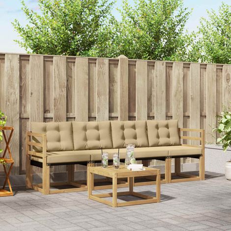 vidaXL Outdoor-Sofagarnitur mit Kissen 5 pcs Weiß und Beige (1/5)
