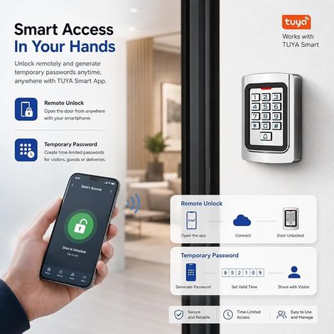 Access Control for Door and Gate, 125kHz RFID Code Keyboard, Metal Enclosure IP68, WG26, PIN+Badge, Apartment Office Shop (K10) (1/3)