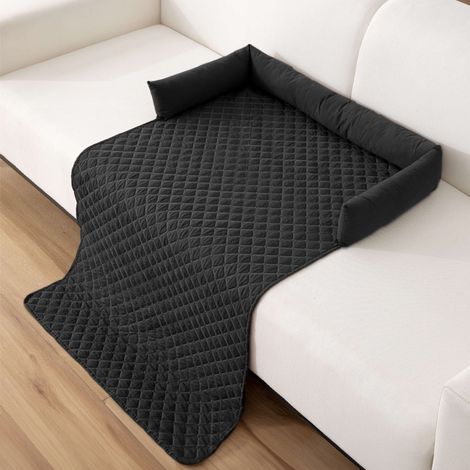 Black Water-repellent and Cat-scratch-resistant Pet Bed Mat with Pillow 75cm (W) x 120cm (D) x 11cm (H) (1/4)