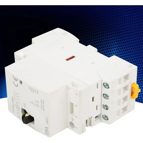 4P 25A 220V 50Hz DIN-Schienen-Wechselstromschütz für den Hausgebrauch mit manuellem Steuerschalter (4 normalerweise offene Kontakte) (1/5)