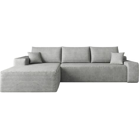 ELVMI Sofá esquinero modular con chaise longue, asiento profundo, sin montaje, de pana gris, 270 x 175 x 83 cm (1/5)