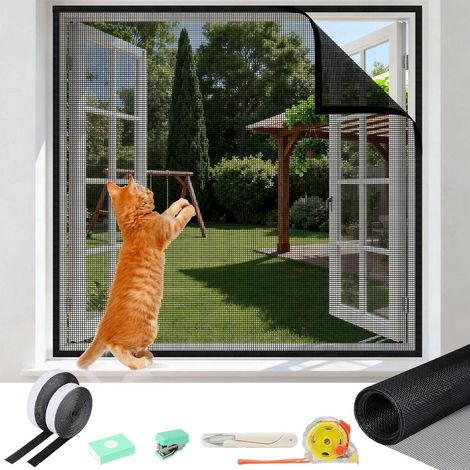 Moustiquaire pour chat fenêtre sans perçage, ajustable, 100x130cm (1/5)