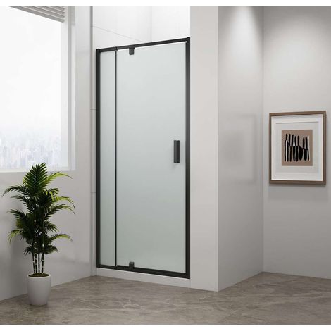 Polysan Easy Black - Porta doccia pivottante 88-102x190 cm, vetro Brick/nero opaco EL1738B (1/5)