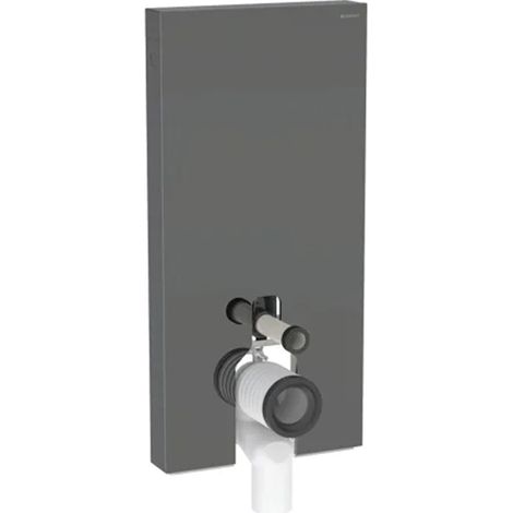 Panneau sanitaire Geberit MONOLITH pour WC au sol, 101 cm, habillage frontal en verre gris velouté, latéral aluminium chromé noir - Geberit (1/4)