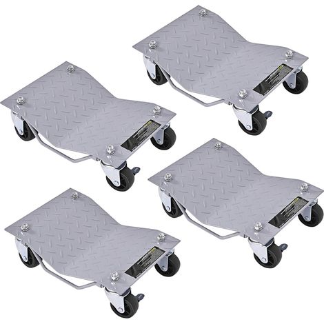 Goplus – Lot de 4 chariots de manutention de voiture – Charge 680 kg par chariot – Roulettes pivotantes 360° – Poignée pour transport facile (1/3)