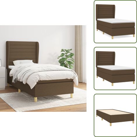 Boxspringbett mit Matratze Dunkelbraun 100x200 cm Stoff - Boxspringbett - Doppelbett - Bettenrahmen - Lattenrost - Matratze (1/5)