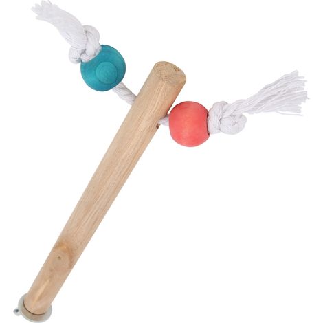 Perchoir pour cage à oiseaux avec perles colorées et corde en coton, jouet à mâcher pour perroquet, 1,5 x 18 cm (1/5)