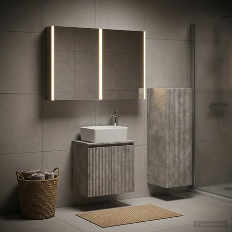 vidaXL Bathroom Furniture Set 4 pcs Concrete Grey (1/5)