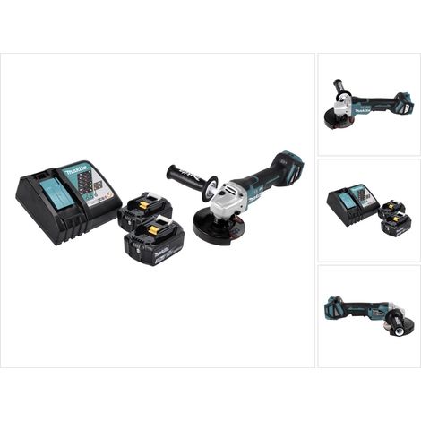Amoladora angular sin cable Makita DGA 517 RF 18 V 125 mm sin escobillas + 2x batería recargable 3,0 Ah + cargador