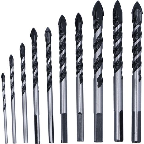 10 Forets à Percussion en Carbure pour Béton et Briques, Coffret de Rangement Inclus - Idéal pour Maçonnerie et Travaux Industriels (1/5)