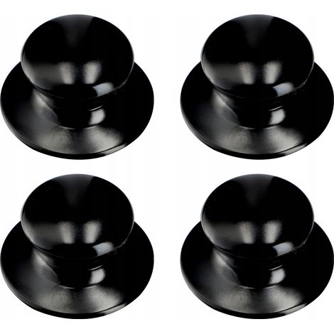 KADAX Lot de 4 poignées de couvercle en plastique et acier inoxydable - Pour couvercle de casserole - Noir brillant (1/5)