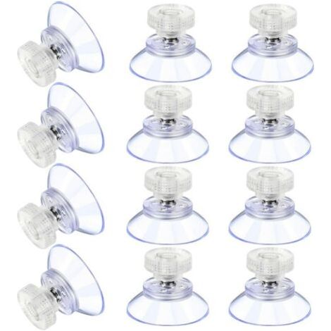 12 Grandes Ventouses Ventouses en Plastique Ventouse Anti-Collision Transparente en Caoutchouc Vis Écrou en Métal Ventouse Solide en PVC Transparent Remplacement avec Écrou de Vis (25mmxM4) (1/4)