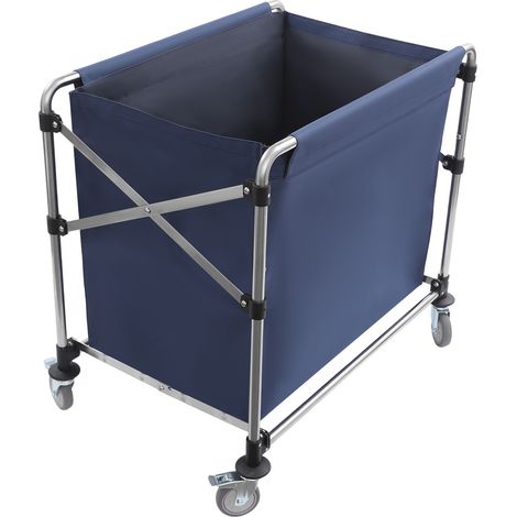 Chariot à linge en acier inoxydable - Grand chariot à linge commercial avec roulettes - Pliable - Capacité de charge de 100 kg - Pour la maison et l'hôtel - 90 x 60 x 88 cm (1/5)